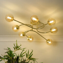 Pagazzi Lighting Pagazzi Hibben 8 Light Gold Flush Ceiling Light With Glass Shades - thumbnail 1