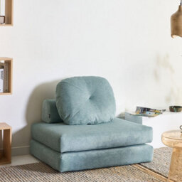 Wyld and Coco Minthome Convertible 1-Seater Sofa Bed In Mint Green Fabric - Fold-Out Single Sleeper With Removable Covers - thumbnail 2