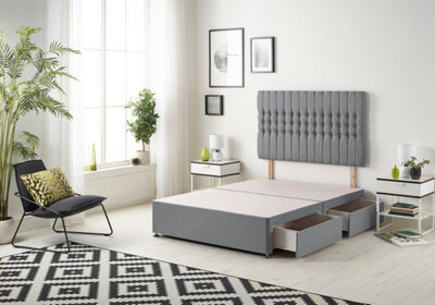 Somnior Beds Somnior Galaxy Plush Charcoal Divan Bed Base With 2 Drawers And Headboard - King - image 1