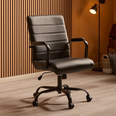 Lowarn Black Faux Leather Effect Office Chair (H)1070mm (W)580mm (D)670mm - image 1