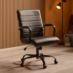 Lowarn Black Faux Leather Effect Office Chair (H)1070mm (W)580mm (D)670mm - thumbnail 1