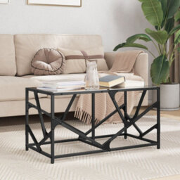 Berkfield Coffee Table With Black Glass Top 78.5X40X41 Cm Steel - thumbnail 1