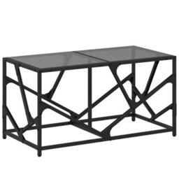 Berkfield Coffee Table With Black Glass Top 78.5X40X41 Cm Steel - thumbnail 2