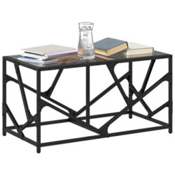 Berkfield Coffee Table With Black Glass Top 78.5X40X41 Cm Steel - thumbnail 3