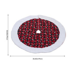 Living And Home 36 Inch Round Polyester Christmas Tree Skirt Buffalo Plaid Snowflake White Faux Fur Trim - thumbnail 8