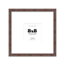 "8X8"" Walnut Picture Frame - 8X8"" Square Frame With 5X5"" Mount For 8X8""/5X5"" Pictures Vintage Style Thin Edge, 1 Pack" - thumbnail 1