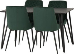 Seconique Marlow Dining Set Black Marble With 4 Emerald Green Avery Velvet Chairs - thumbnail 9