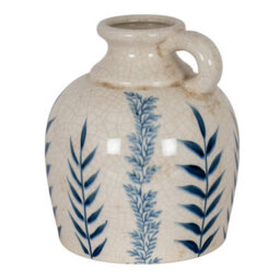 Blue Flora Amphora Jug Vase - Elegant Floral Ceramic Decor - thumbnail 1