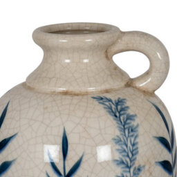 Blue Flora Amphora Jug Vase - Elegant Floral Ceramic Decor - thumbnail 2