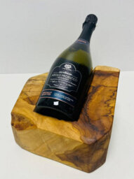 My Square Mile Freestanding Rustic Teak Wood Handcarved Double Wine Rack, Kitchen, Bar, Cellar, Holds One Wine Bottle (Single Wine Holder)