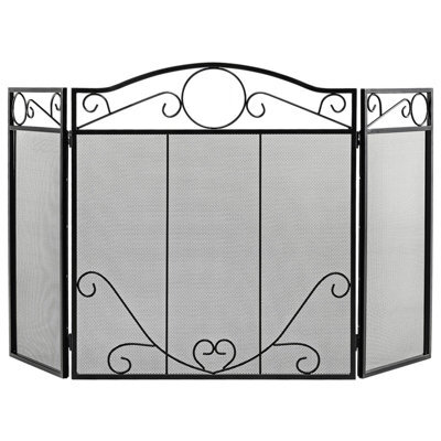 Costway 3-Panel Fireplace Screen Folding Decorative Spark Guard Freestanding Safe Fence - image 1