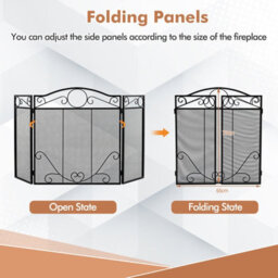 Costway 3-Panel Fireplace Screen Folding Decorative Spark Guard Freestanding Safe Fence - thumbnail 8