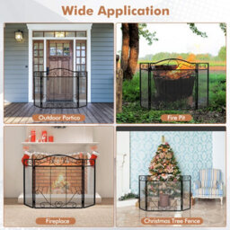 Costway 3-Panel Fireplace Screen Folding Decorative Spark Guard Freestanding Safe Fence - thumbnail 7