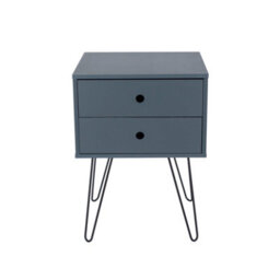 Core Products Telford 2 Drawer Blue Bedside Cabinet - Hair Pin Metal Legs, H54.0Cm X W40.0Cm X D40.0Cm - thumbnail 3