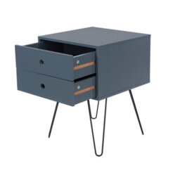 Core Products Telford 2 Drawer Blue Bedside Cabinet - Hair Pin Metal Legs, H54.0Cm X W40.0Cm X D40.0Cm - thumbnail 4