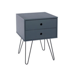 Core Products Telford 2 Drawer Blue Bedside Cabinet - Hair Pin Metal Legs, H54.0Cm X W40.0Cm X D40.0Cm - thumbnail 2