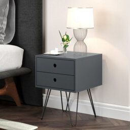 Core Products Telford 2 Drawer Blue Bedside Cabinet - Hair Pin Metal Legs, H54.0Cm X W40.0Cm X D40.0Cm - thumbnail 8