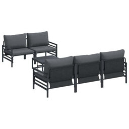 Berkfield Garden Sofa Set With Cushion 6 Pcs Anthracite Steel & Fabric - thumbnail 2