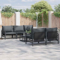 Berkfield Garden Sofa Set With Cushion 6 Pcs Anthracite Steel & Fabric