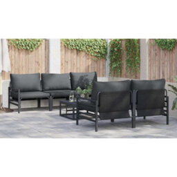 Berkfield Garden Sofa Set With Cushion 6 Pcs Anthracite Steel & Fabric - thumbnail 4