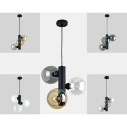 Luminosa Lighting Luminosa Tube Globe Pendant Ceiling Light Black, Smoky, Amber, Transparent Glass Shade 3X E27 - thumbnail 4
