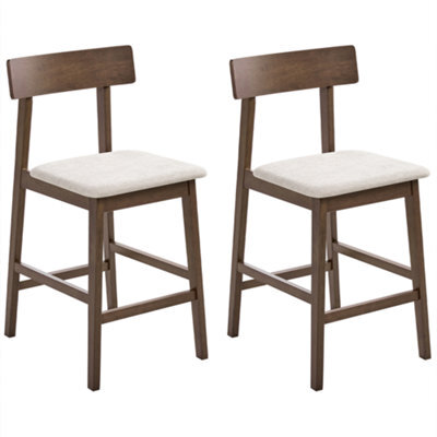 Beliani Set Of 2 Bar Chairs Isanti Wood Dark Brown/ Taupe - image 1
