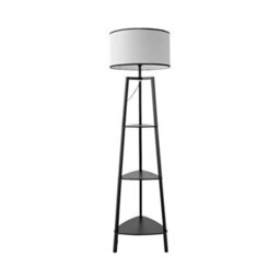 Valuelights Hiru Black 3 Tier Shelf Floor Lamp With Black Trim Linen Shade - thumbnail 6