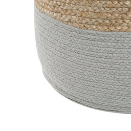 Beliani Handwoven Grey Jute Pouf Ottoman - Round 46 Cm, Eps Beads Filled, Boho Style - thumbnail 5