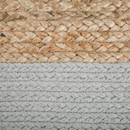 Beliani Handwoven Grey Jute Pouf Ottoman - Round 46 Cm, Eps Beads Filled, Boho Style - thumbnail 6