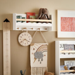 Sobuy Kmb78-W, Wall Mounted Storage Shelf Children Kids Book Shelf Toy Shelf Coat Rack,white,w73Xd15Xh30 - thumbnail 9