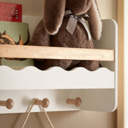 Sobuy Kmb78-W, Wall Mounted Storage Shelf Children Kids Book Shelf Toy Shelf Coat Rack,white,w73Xd15Xh30 - thumbnail 5