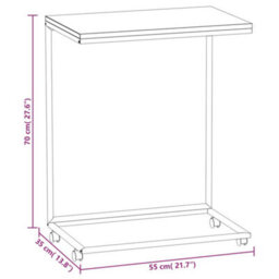 Berkfield Stylish Side Table With Wheels Black 55X35X70 Cm Engineered Wood - thumbnail 6