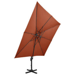 Berkfield Cantilever Umbrella With Double Top 300X300 Cm Terracotta - thumbnail 3