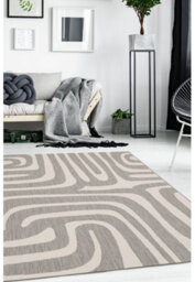 Melrose County Zebra Grey Design Flatweave Indoor Outdoor X-Large Area Rug 10mm Pile Height - 200/290Cm - thumbnail 1