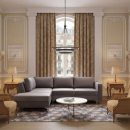 Orlando Velvet Living Room Corner Sofa Metal Legs Freestanding Upholstered Back 2355Cm 212Cm 85Cm Light Grey Left - thumbnail 2