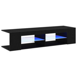 Berkfield Modern Tv Stand With Led Lights, Black Oak, 135X39X30Cm, Made Of Engineered Wood