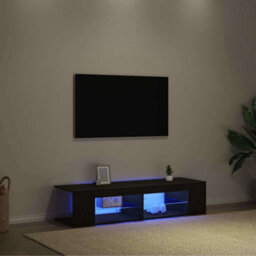 Berkfield Modern Tv Stand With Led Lights, Black Oak, 135X39X30Cm, Made Of Engineered Wood - thumbnail 4