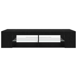 Berkfield Modern Tv Stand With Led Lights, Black Oak, 135X39X30Cm, Made Of Engineered Wood - thumbnail 7