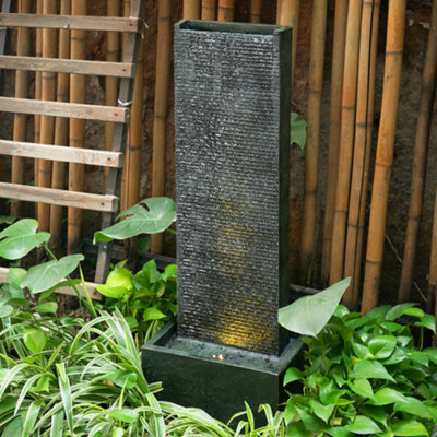 Living And Home Outdoor Garden Wall Standing Water Feature Fountain With Warm Light W 340 X D 220 X H 980 mm - image 1