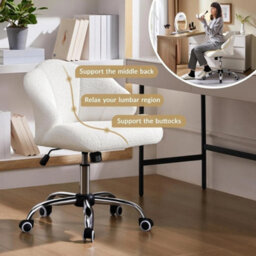 Modern Teddy Boucle Desk Chair With Tilt Adjustable Snowy Upholstered Vanity - thumbnail 6