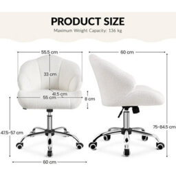 Modern Teddy Boucle Desk Chair With Tilt Adjustable Snowy Upholstered Vanity - thumbnail 2