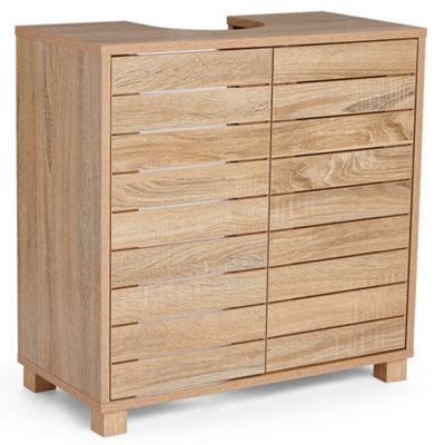 Vonhaus Under Sink Bathroom Cabinet, Oak Wood Effect Bathroom Sink Cupboard, Freestanding Under Basin Cabinet, Chester - image 1