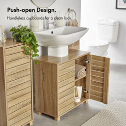 Vonhaus Under Sink Bathroom Cabinet, Oak Wood Effect Bathroom Sink Cupboard, Freestanding Under Basin Cabinet, Chester - thumbnail 2