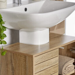 Vonhaus Under Sink Bathroom Cabinet, Oak Wood Effect Bathroom Sink Cupboard, Freestanding Under Basin Cabinet, Chester - thumbnail 4