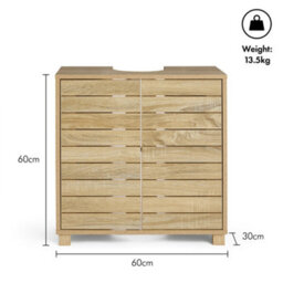 Vonhaus Under Sink Bathroom Cabinet, Oak Wood Effect Bathroom Sink Cupboard, Freestanding Under Basin Cabinet, Chester - thumbnail 6