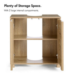 Vonhaus Under Sink Bathroom Cabinet, Oak Wood Effect Bathroom Sink Cupboard, Freestanding Under Basin Cabinet, Chester - thumbnail 9