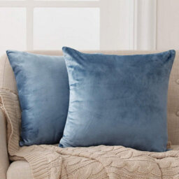 Deconovo Set Of 2 Crushed Cushion Covers 55Cm X 55Cm 22X22 Inches Throw Pillowcases For Sofas With Invisible Zipper Stone Blue - thumbnail 1