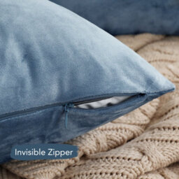 Deconovo Set Of 2 Crushed Cushion Covers 55Cm X 55Cm 22X22 Inches Throw Pillowcases For Sofas With Invisible Zipper Stone Blue - thumbnail 3