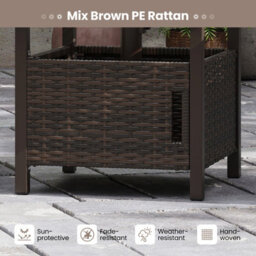 Gainoom Outdoor Rattan Side Table Garden Pe Wicker Patio Umbrella Table W/ 4.9Cm Umbrella Hole - thumbnail 7