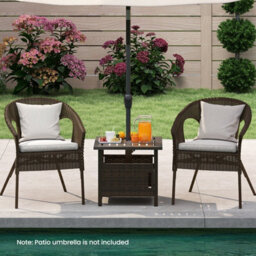 Gainoom Outdoor Rattan Side Table Garden Pe Wicker Patio Umbrella Table W/ 4.9Cm Umbrella Hole - thumbnail 3